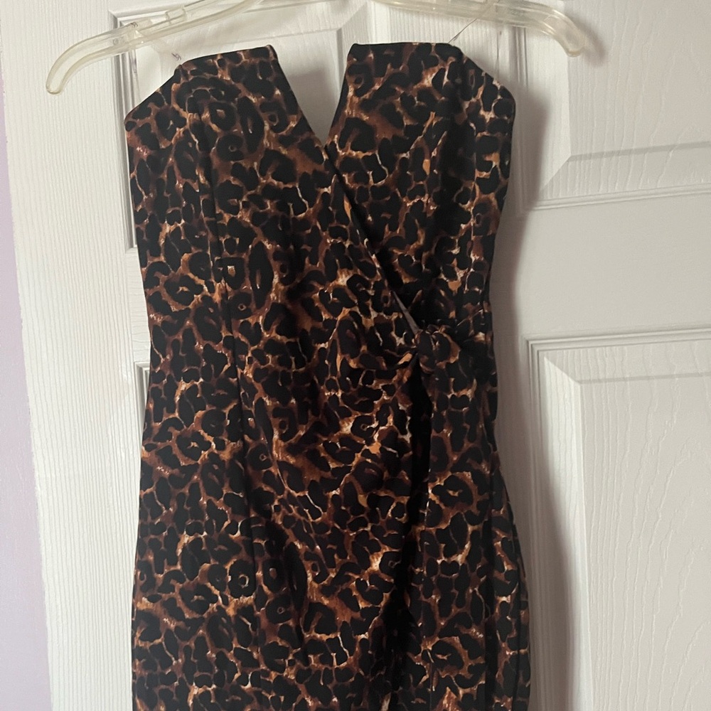 Leopard off the shoulder mini dress
